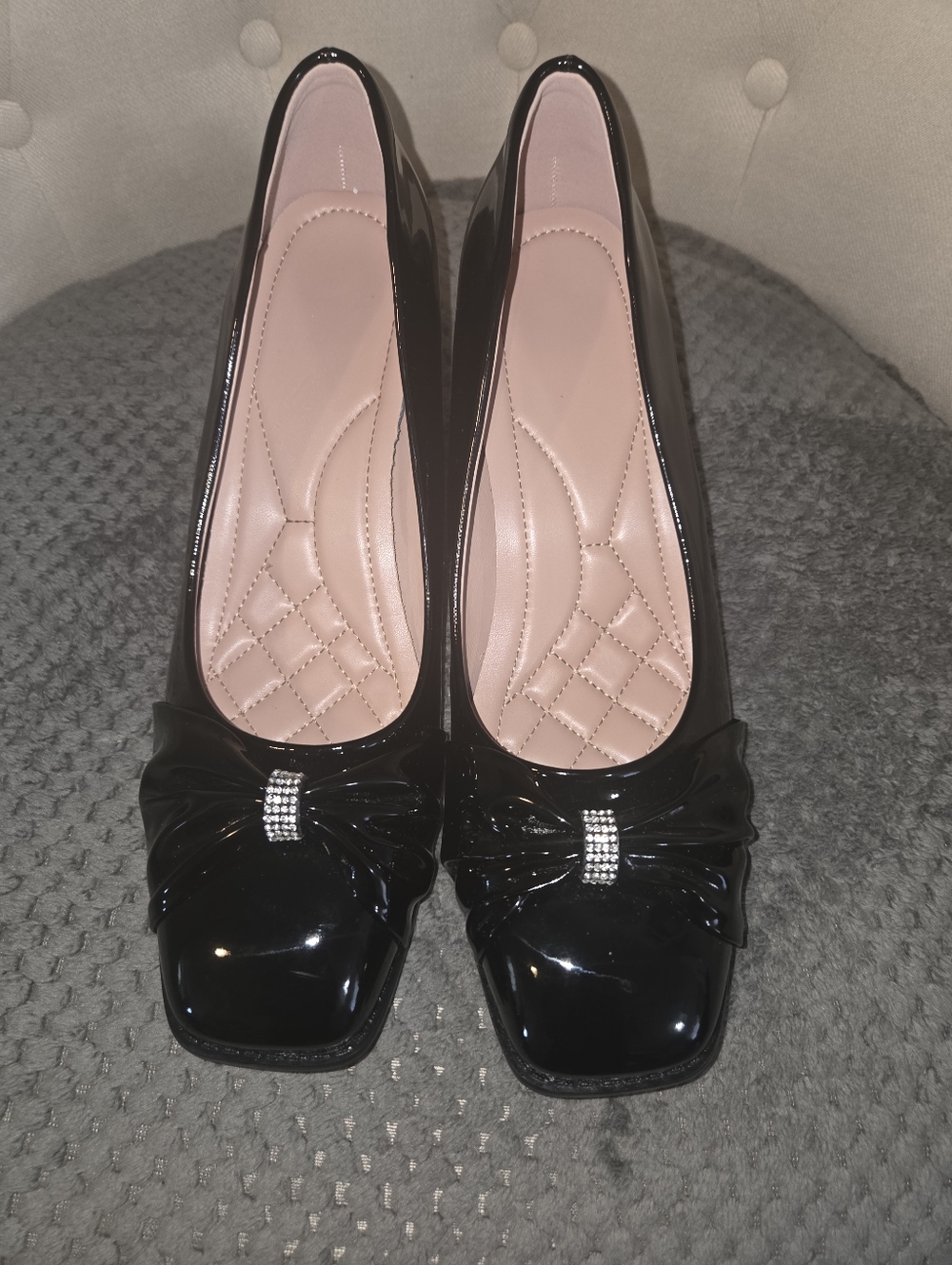 Black Patent Bow-Accent Women's Pumps Size 11.5